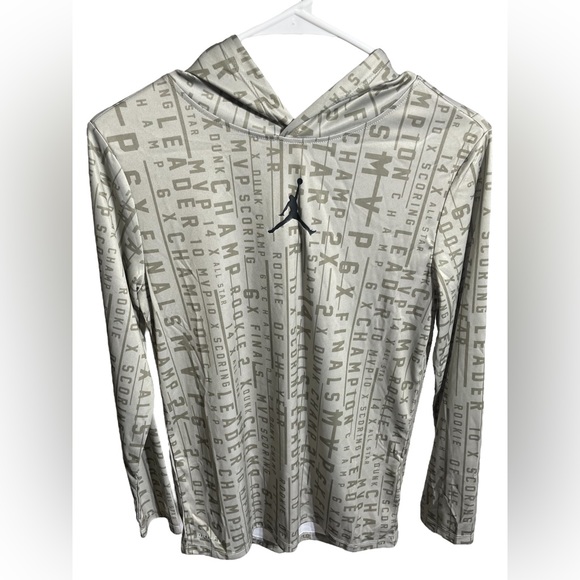 Nike Other - NWT NIKE Air Jordan Jumpman Dri-Fit Light Weight Hoodie spell-out allover print